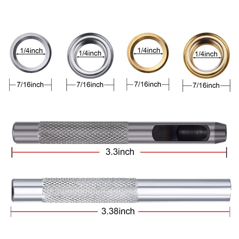 Bememo 1/4 Inch Grommet Kit 100 Sets Grommets Eyelets with 3 Pieces Install Tool Kit and Box for Shoes Clothes Crafts Bag - Image 3